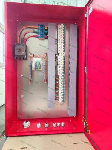 Изображение Щит ППУ 250А 1200х750х300 У2 IP54 метал. RAL 3020 красный Вход 250А Выходы: 6 шт - 3Р D10, 4 шт. - 3Р D25, 6 шт - 3Р D40, 2 шт. - 1Р C10. (ввод/вывод низ, пятипроводка) с сальниками SS-30362 