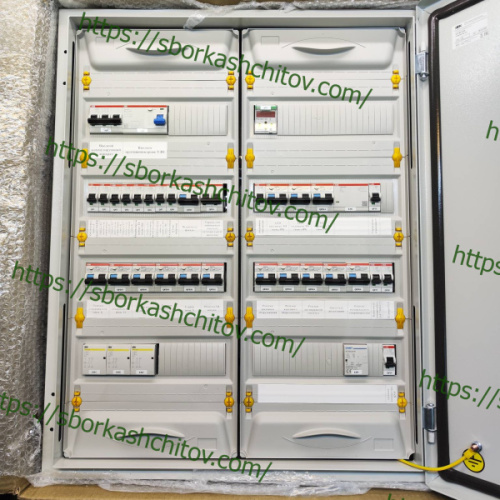 Изображение Щит трехфазный ВРУ 25А АВВ ЩРн-96 (2х48) 710х570х140 IP54 с отходящими линиями SS-23367 